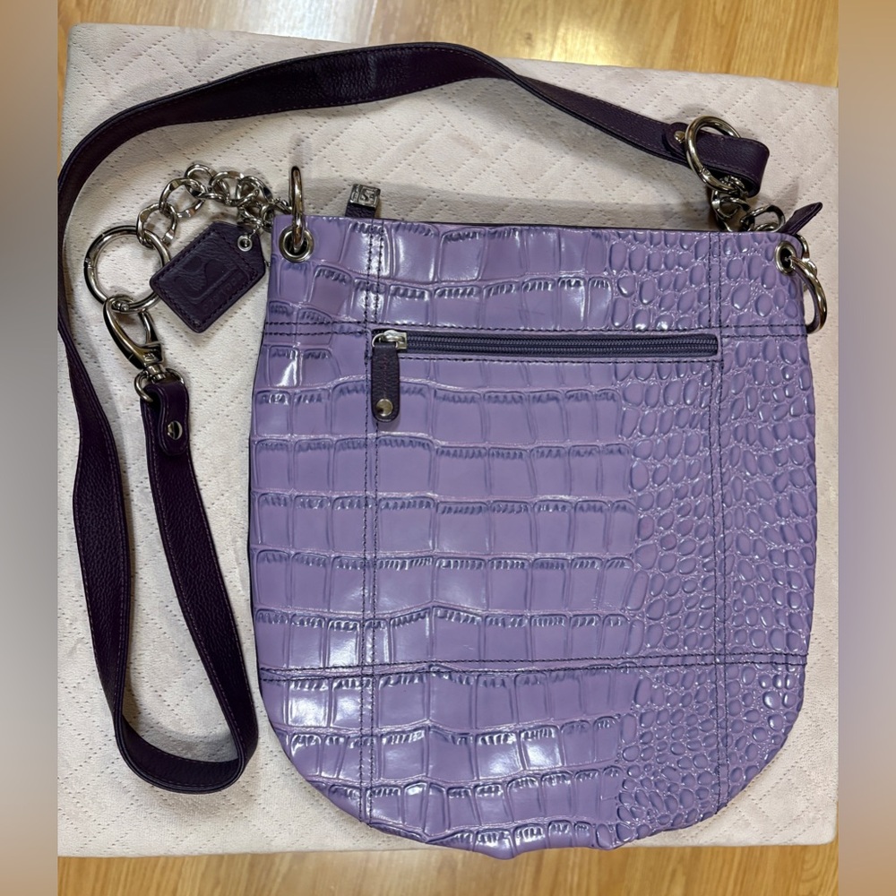 Soprano Purple Croc-Embossed Crossbody  Bag